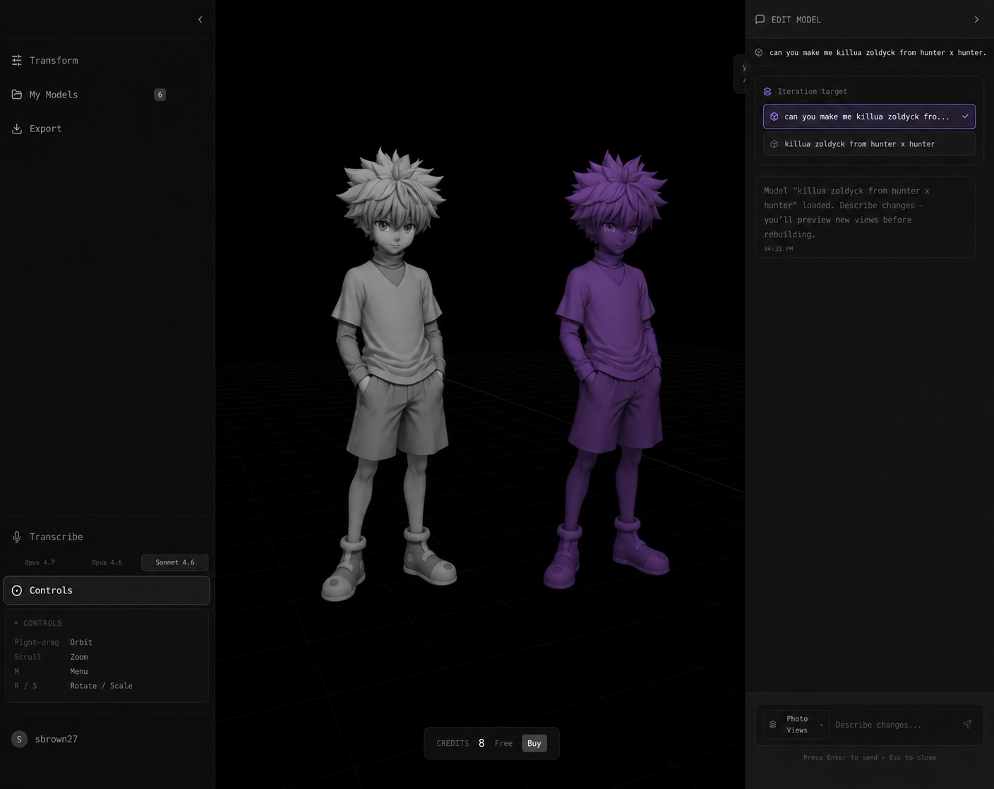 App screenshot — parametric editor